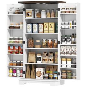47" Kitchen Pantry Storage Cabinet, Farmhouse Kitchen Pantry Cabinet with Adjustable Shelves and Door Shelves, White 47" Kitchen Pantry Storage Cabinet, Farmhouse Kitchen Pantry Cabinet with Adjustable Shelves and Door Shelves, White